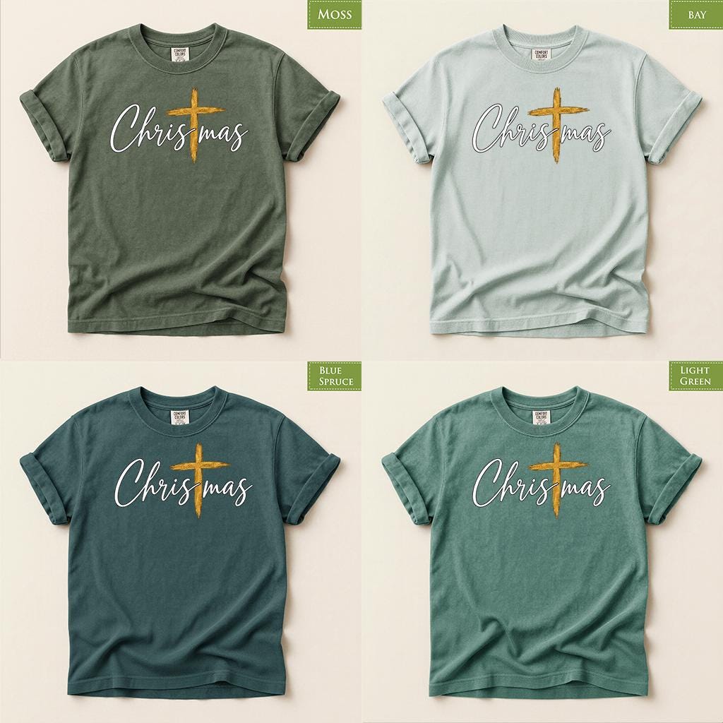 Comfort Colors® Christmas Cross Shirt, Christian Christmas T Shirt, Religious Holiday Tee, Faith Based Gift