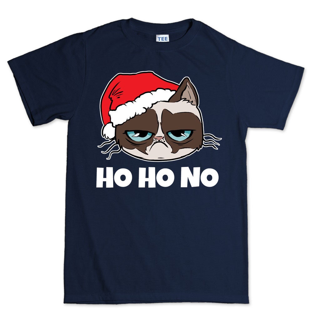 Mens Grumpy Santa Cat Christmas Xmas T shirt