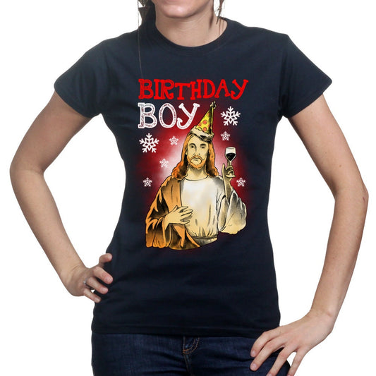 Ladies Christmas Xmas Jesus Birthday Funny T shirt