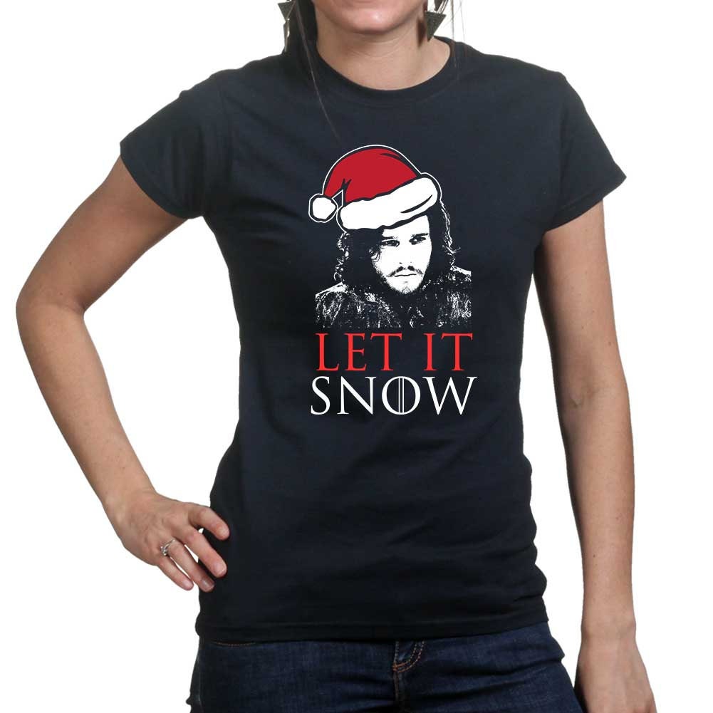 Ladies Let It Jon Snow GoT Xmas Santa Christmas Party Gift T shirt Tee Top T-shirt