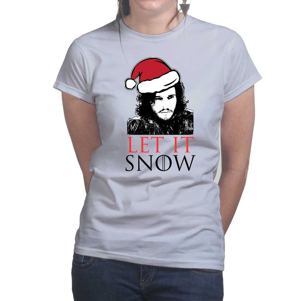 Ladies Let It Jon Snow GoT Xmas Santa Christmas Party Gift T shirt Tee Top T-shirt