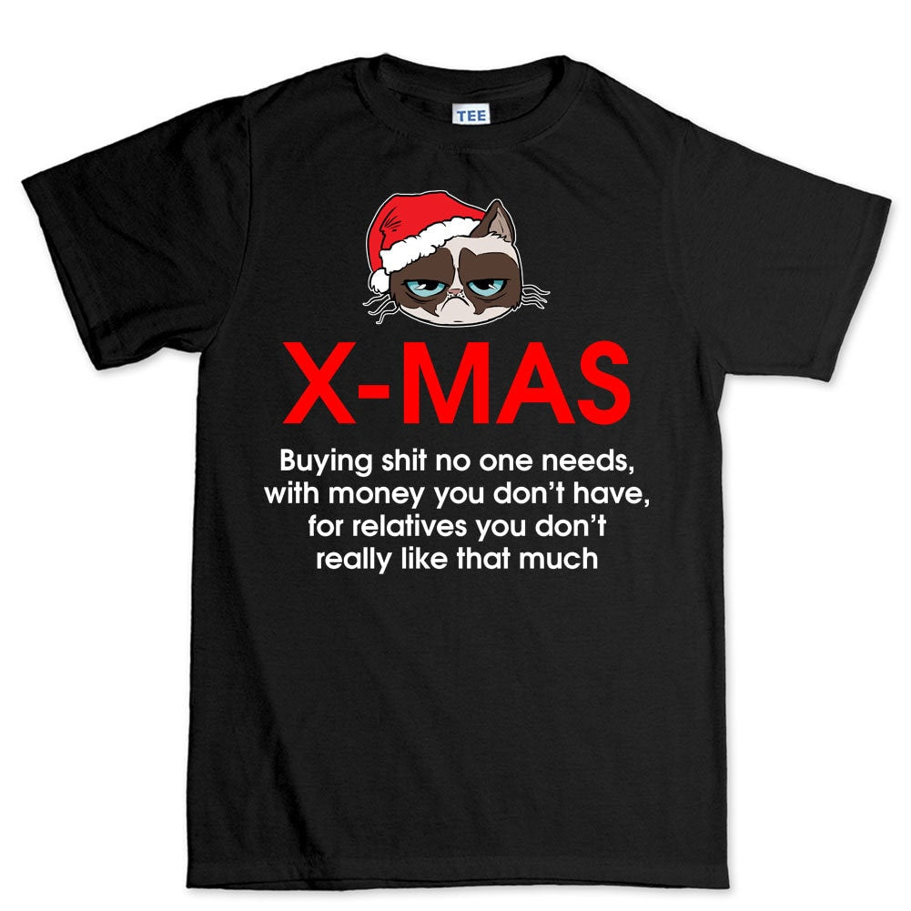 Mens Grumpy Christmas Cat Xmas Gifts Funny Gift T shirt Tee Top T-shirt