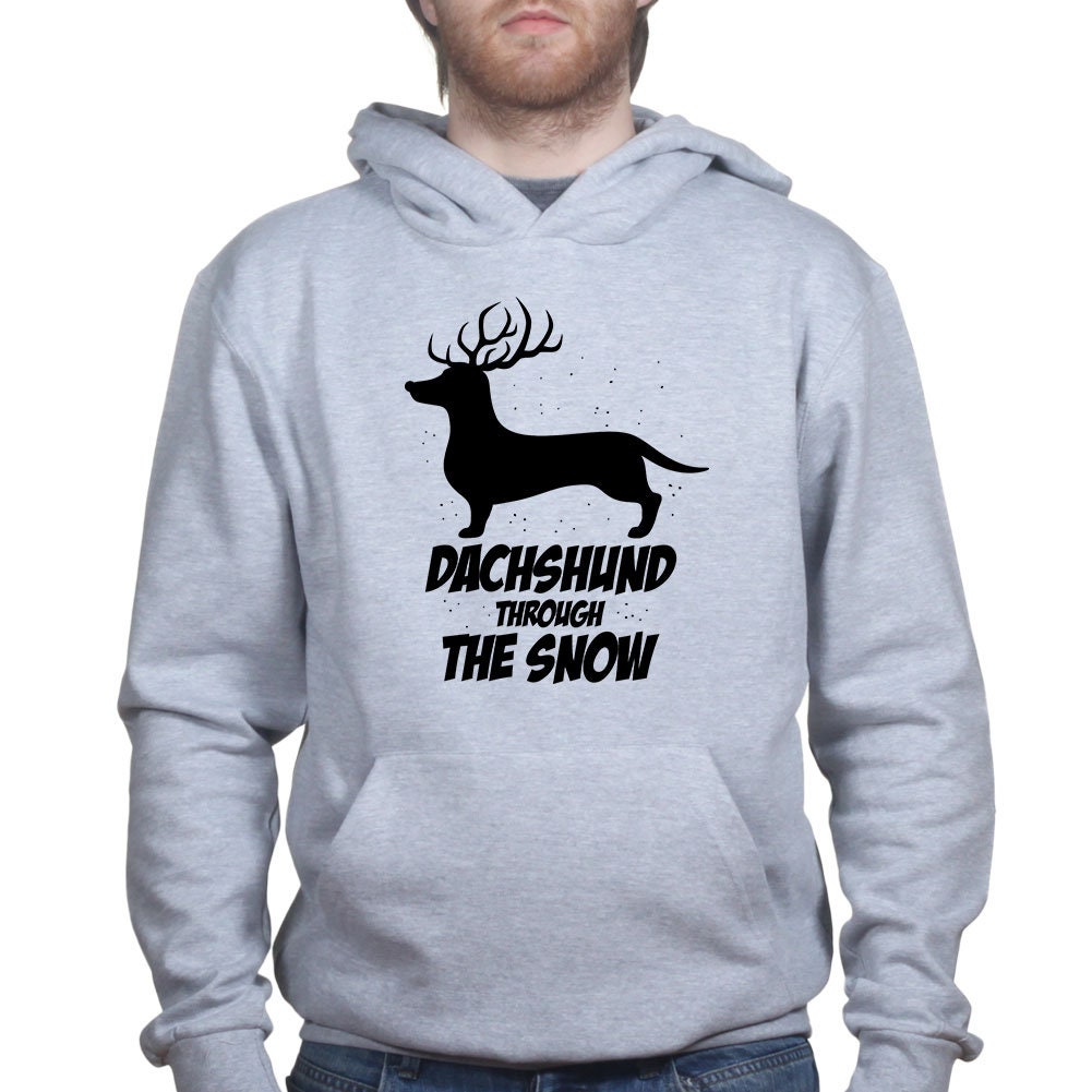 Dancing Dachshund Through The Snow Dog Funny Christmas Joke Hoodie