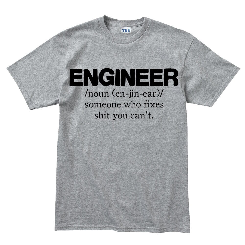 Mens Engineer Engineering Definition Lathe Who Fixes Funny T shirt Tee Top T-shirt