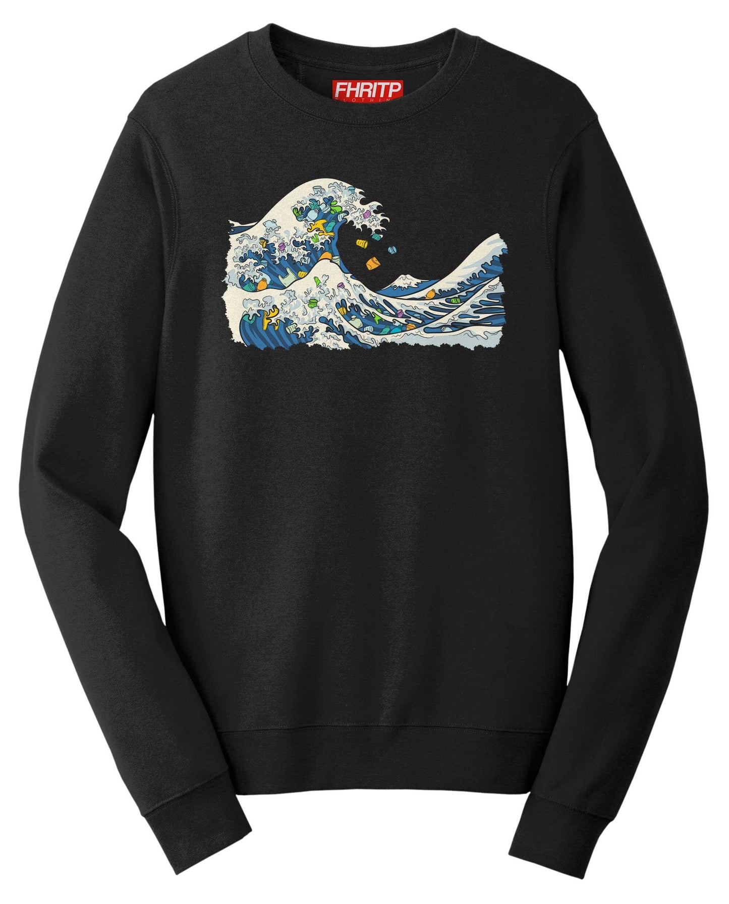 Great Wave Of Plastic Marine Pollution Protest Hand Drawn Sweatshirt