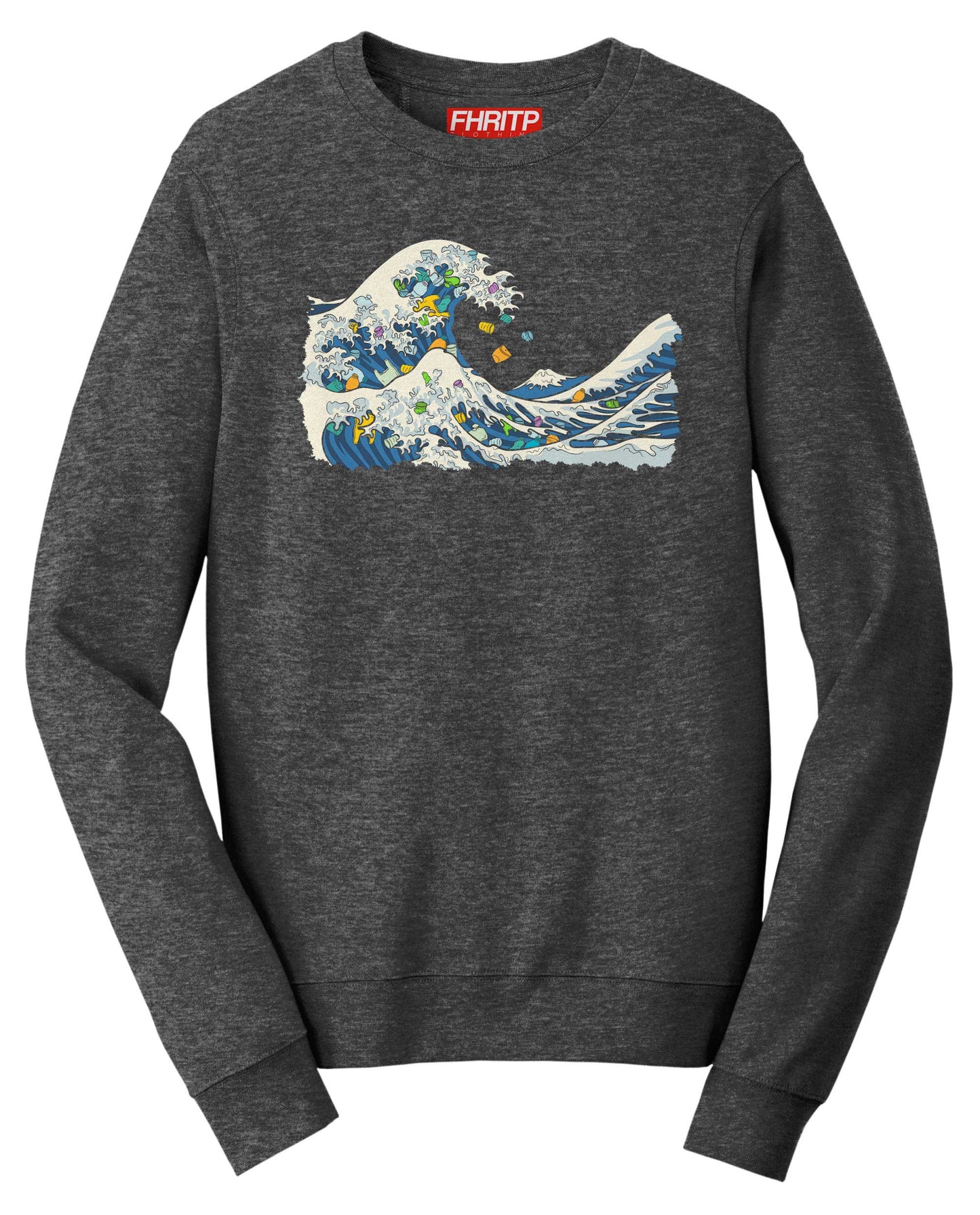 Great Wave Of Plastic Marine Pollution Protest Hand Drawn Sweatshirt