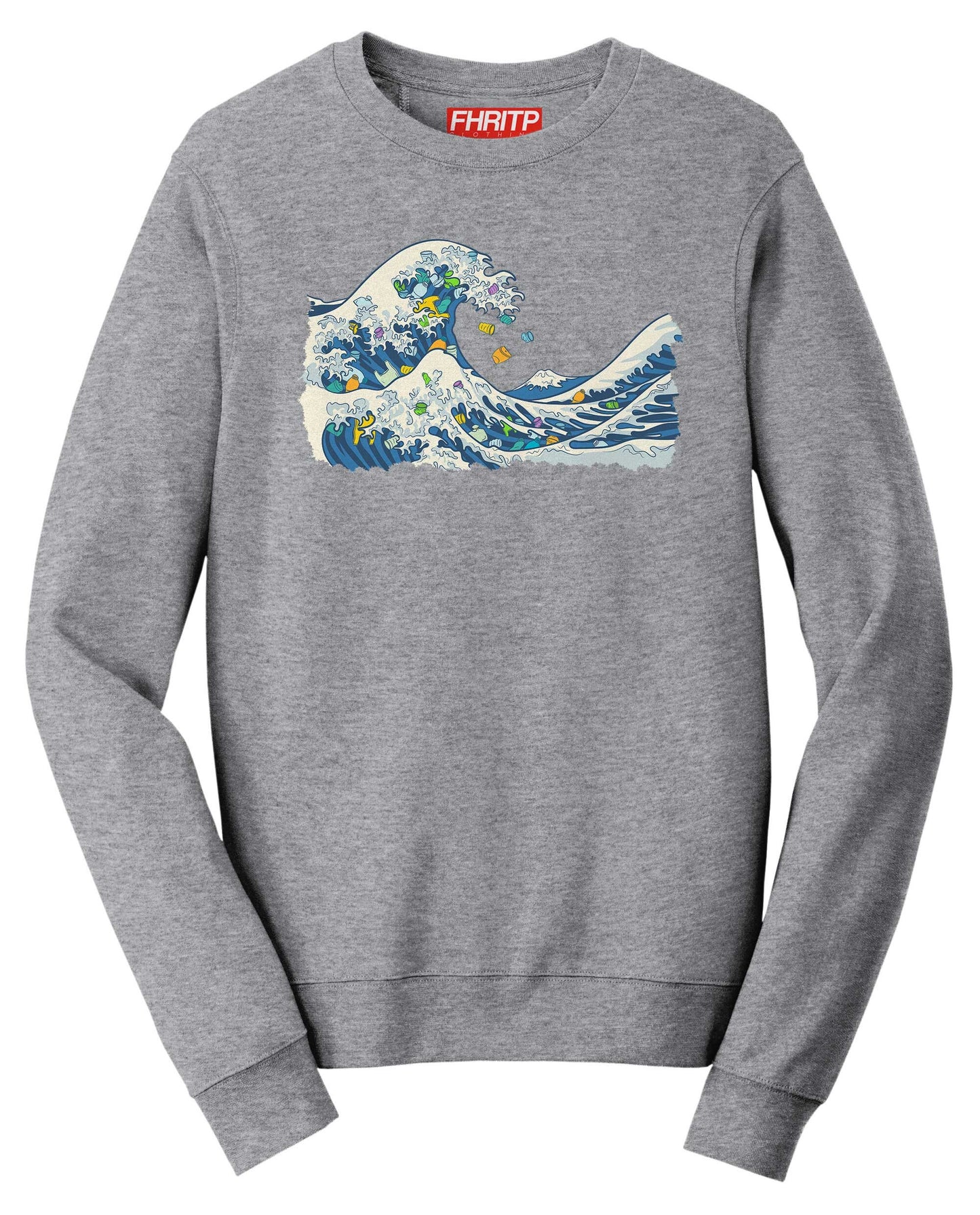 Great Wave Of Plastic Marine Pollution Protest Hand Drawn Sweatshirt