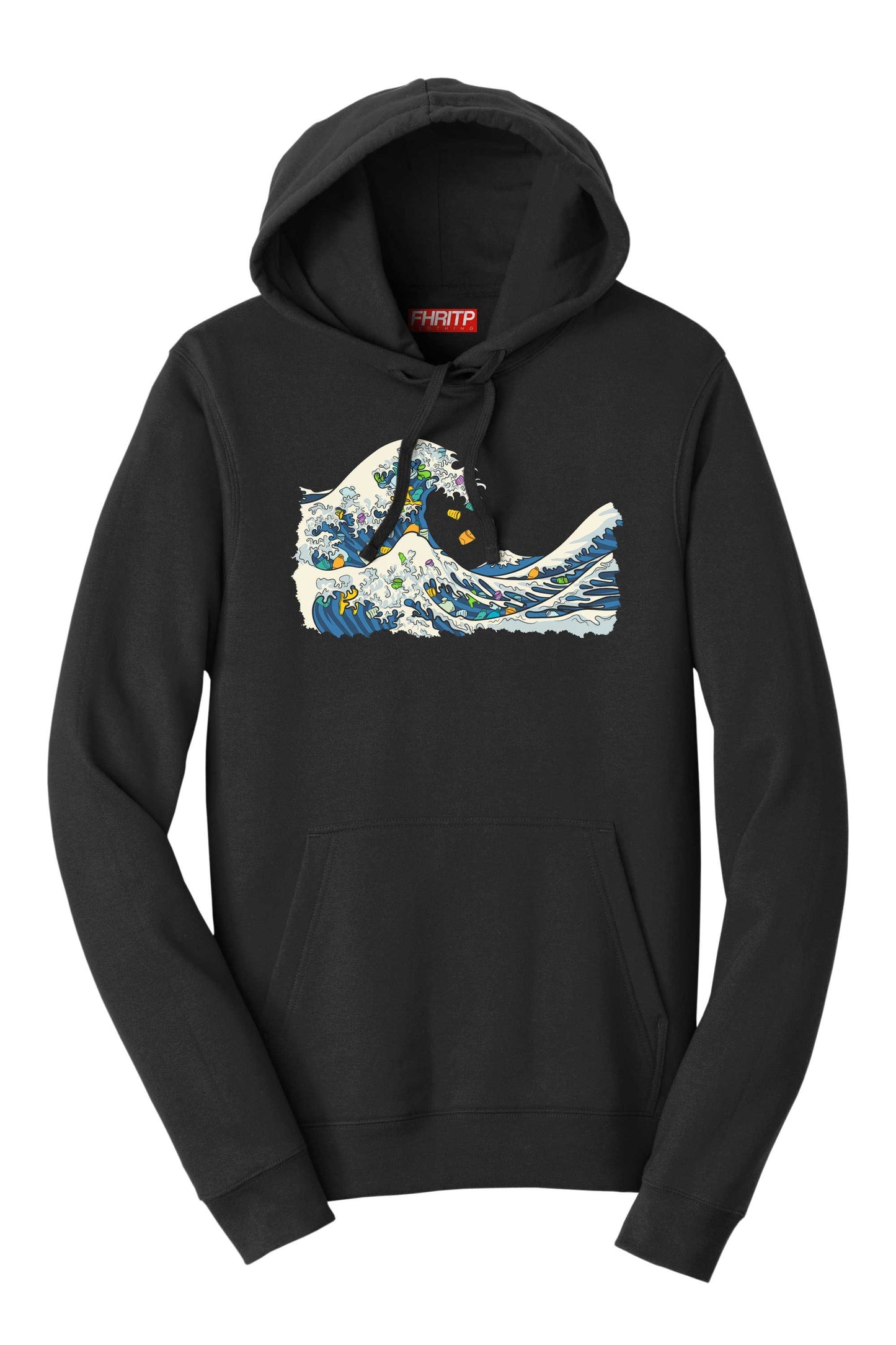 Great Wave Of Plastic Marine Pollution Protest Hand Drawn Hoodie