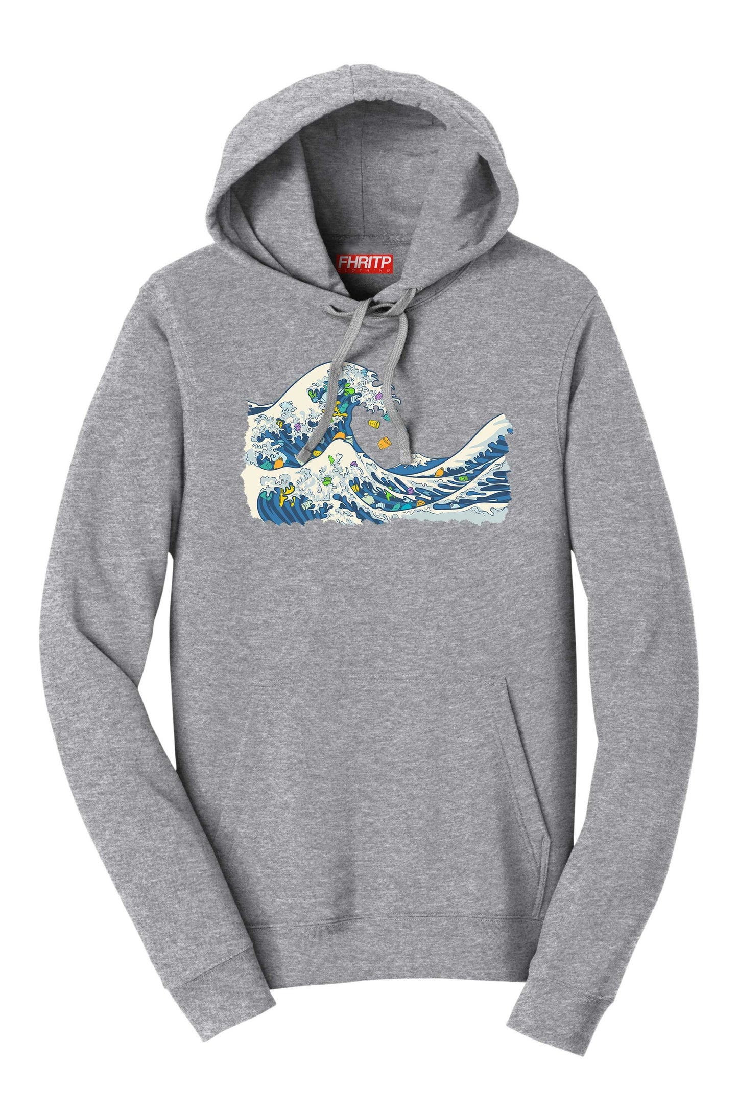 Great Wave Of Plastic Marine Pollution Protest Hand Drawn Hoodie