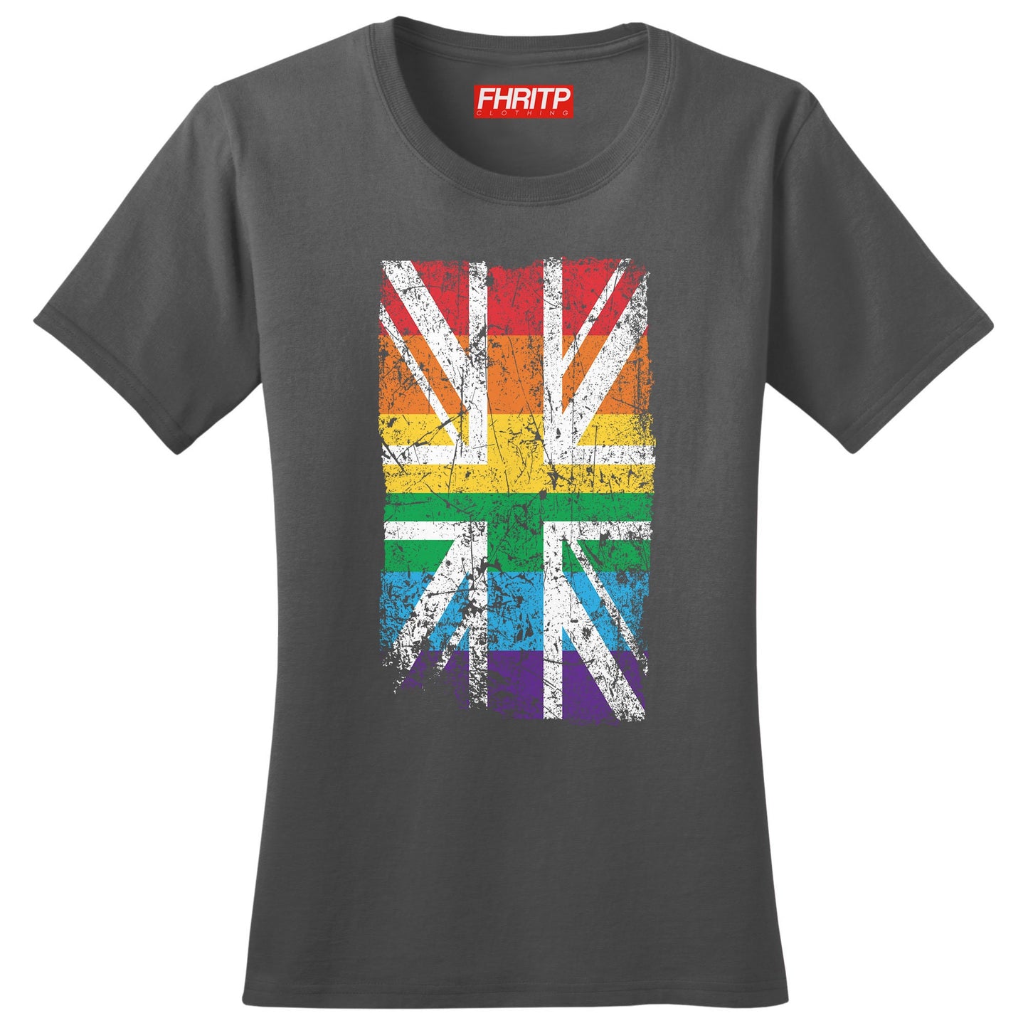 Ladies Great Britain UK Union Jack Pride Flag LGBT Rights T shirt Tee Top T-shirt