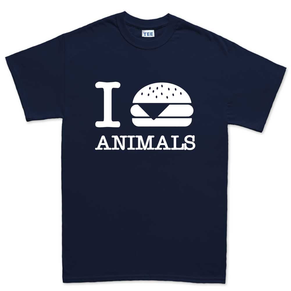 Mens I Burger Love Animals T shirt Tee Top T-shirt