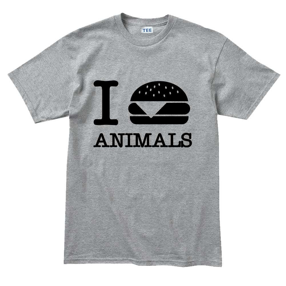 Mens I Burger Love Animals T shirt Tee Top T-shirt