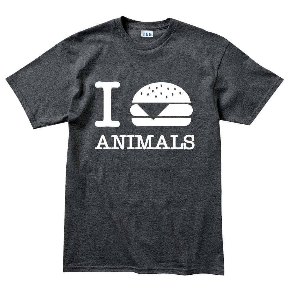 Mens I Burger Love Animals T shirt Tee Top T-shirt