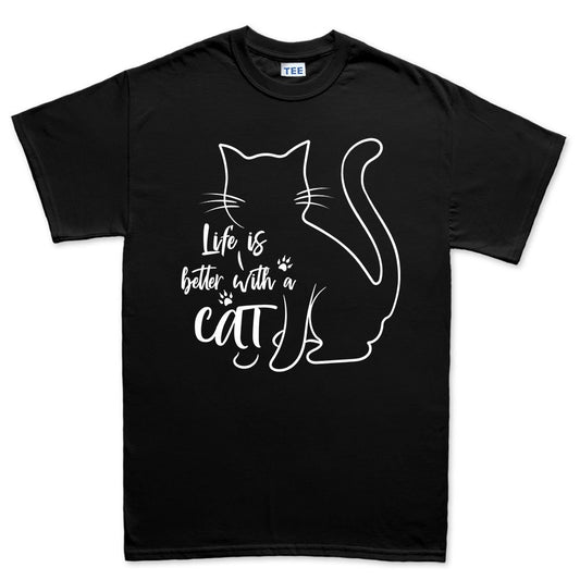 Mens Life Is Better With A Cat Kitten Pet  T shirt Tee Top T-shirt