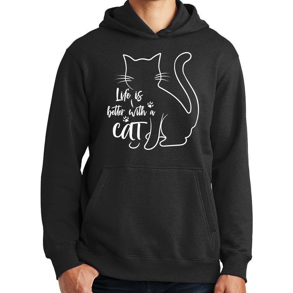 Cat Hoodie Sweatshirt, Life Is Better With A Cat Funny Kitten Hoodie, Animal Lover Shirt, Gift for Pet Lovers