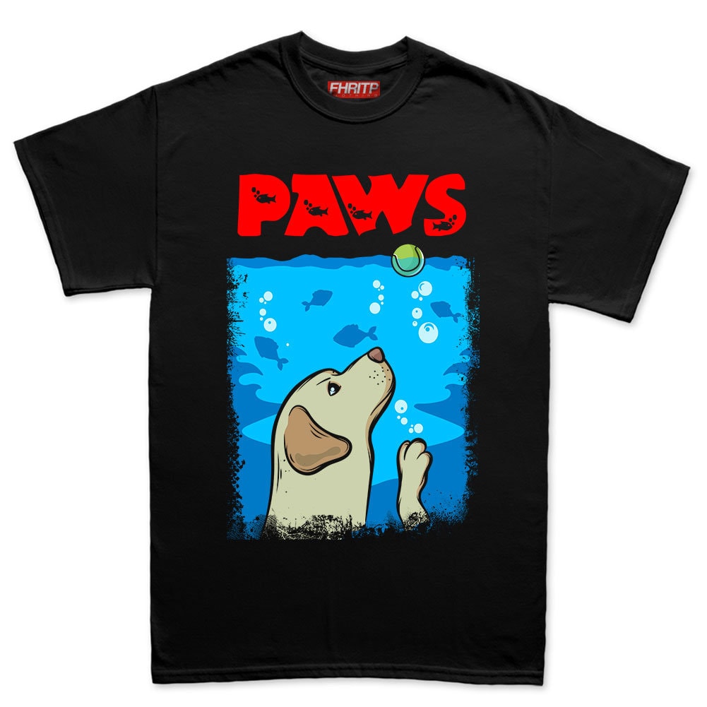 Jaws Paws Dog Labrador Retriever Movie Poster Parody Mens T shirt Tee Top T-shirt