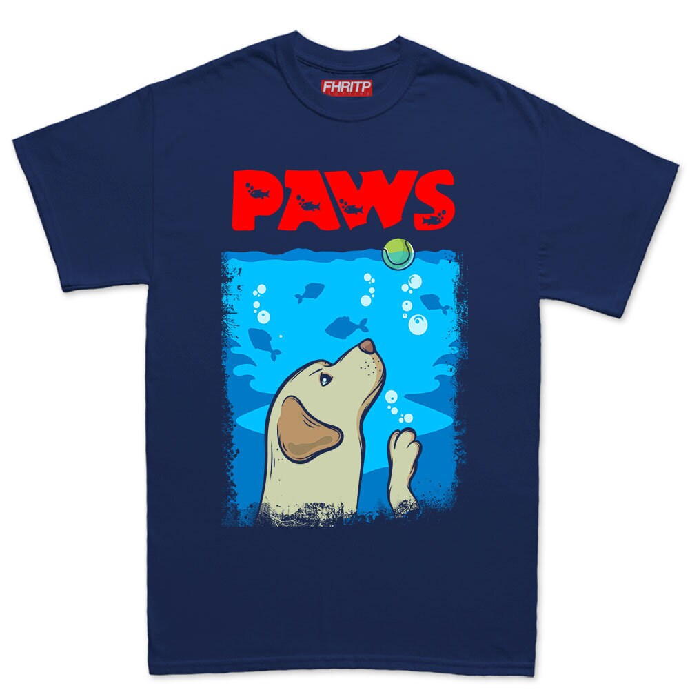 Jaws Paws Dog Labrador Retriever Movie Poster Parody Mens T shirt Tee Top T-shirt