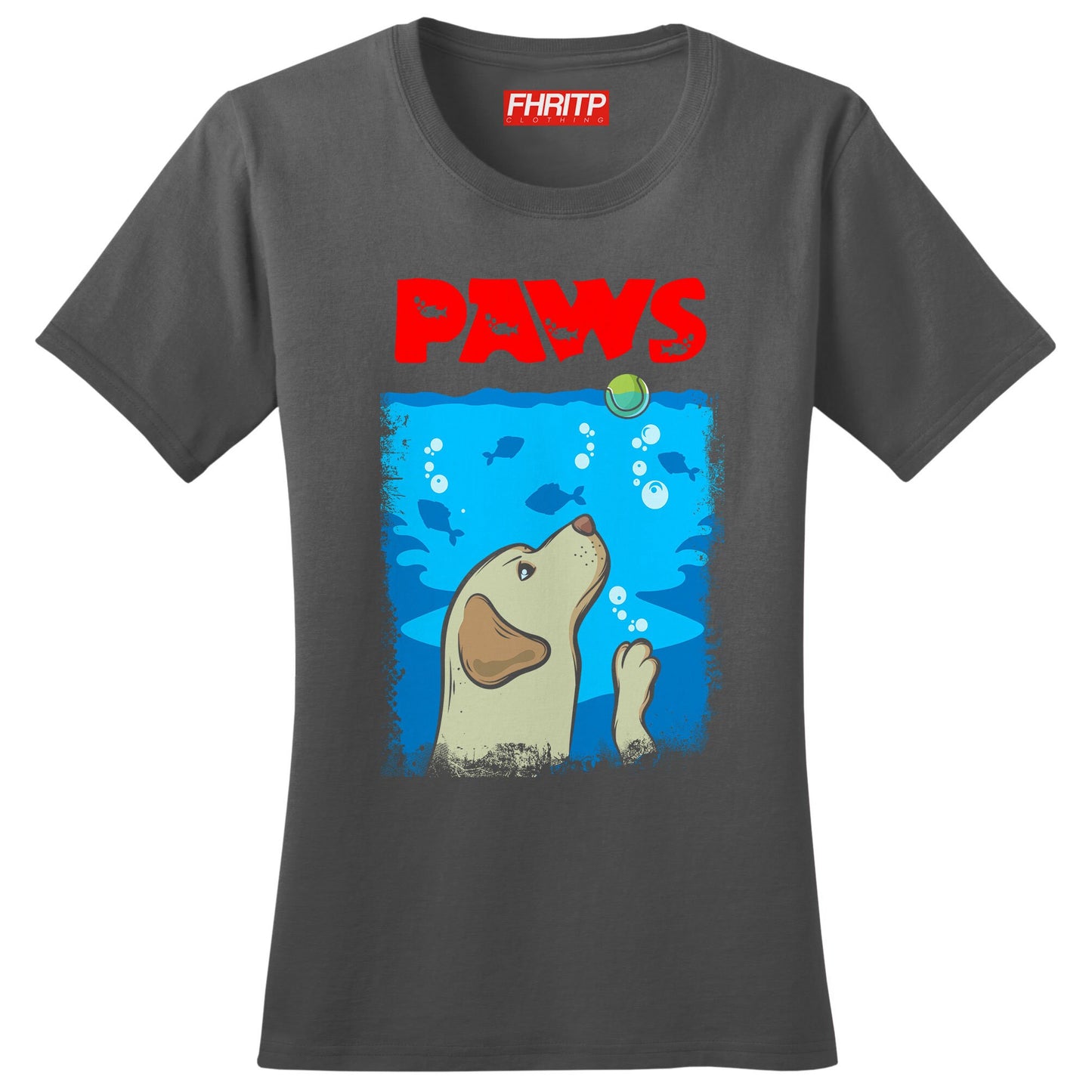 Ladies Paws Dog Labrador Retriever Jaws Movie Poster Parody T shirt Tee Top T-shirt