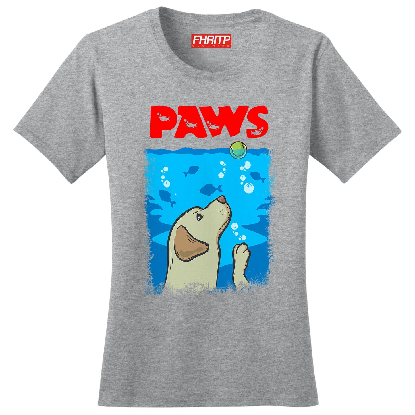 Ladies Paws Dog Labrador Retriever Jaws Movie Poster Parody T shirt Tee Top T-shirt