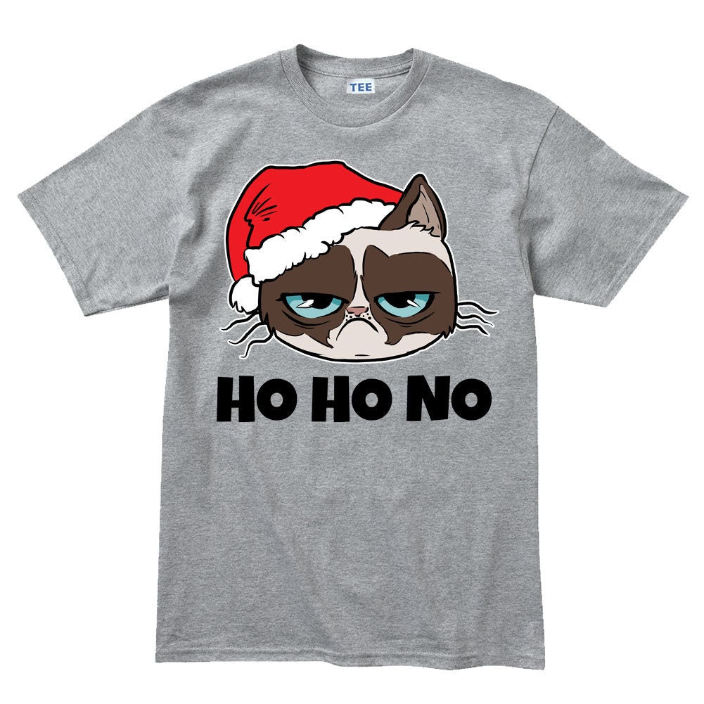 Mens Grumpy Santa Cat Christmas Xmas T shirt