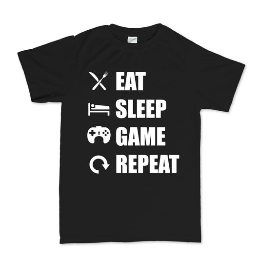 Mens Eat Sleep Game Repeat Funny Gamer Gaming T shirt Tee Top T-shirt