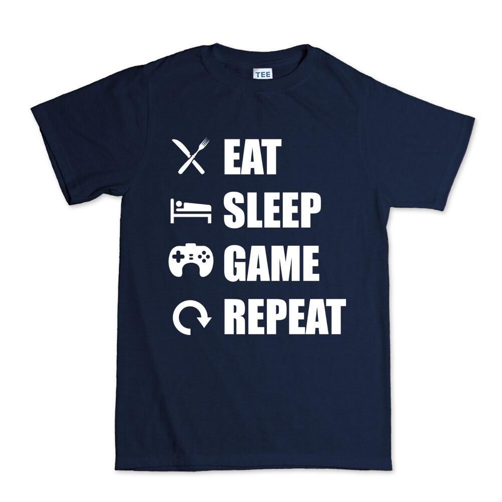 Mens Eat Sleep Game Repeat Funny Gamer Gaming T shirt Tee Top T-shirt