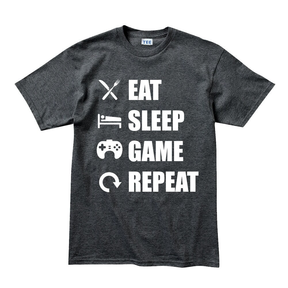 Mens Eat Sleep Game Repeat Funny Gamer Gaming T shirt Tee Top T-shirt