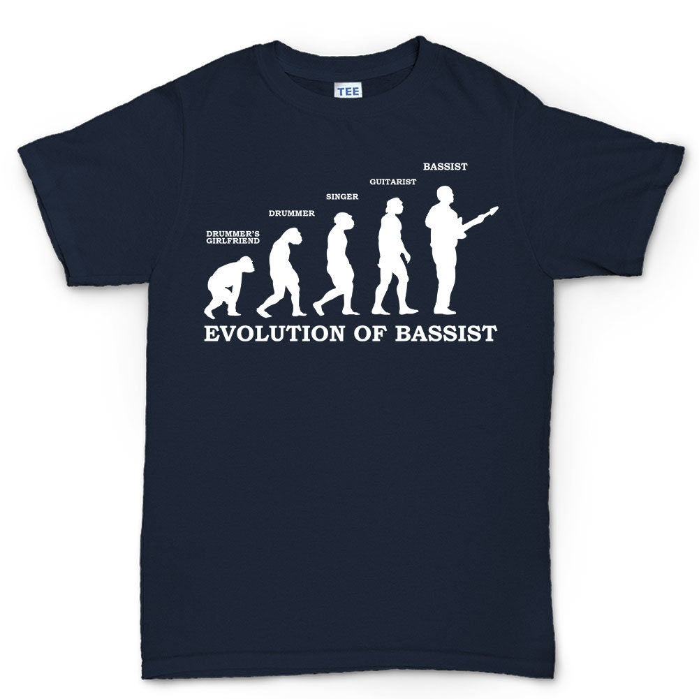 Mens Evolution of Bassist Bass Guitar Funny Musician T shirt Tee Top T-shirt