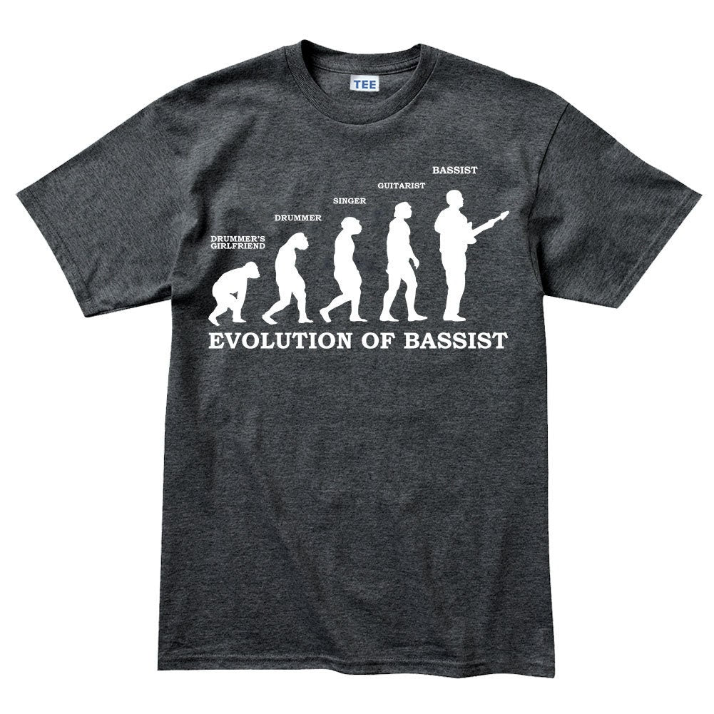 Mens Evolution of Bassist Bass Guitar Funny Musician T shirt Tee Top T-shirt