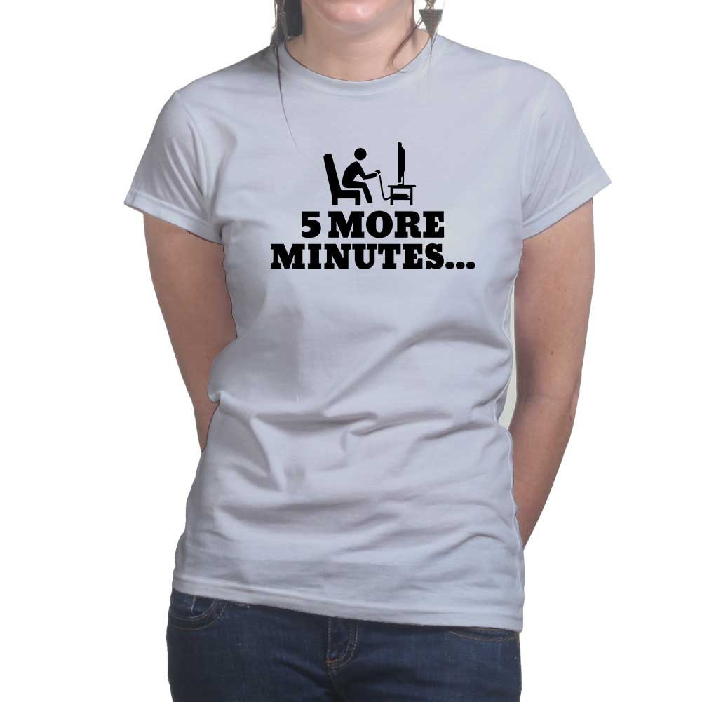 Ladies 5 More Minutes Gaming Gamer Funny T shirt Tee Top T-shirt