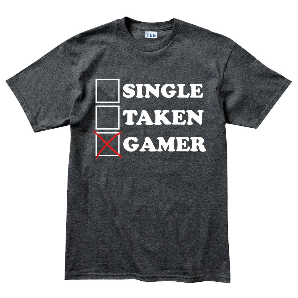 Mens Single Taken Gamer Funny Gaming T shirt Tee Top T-shirt