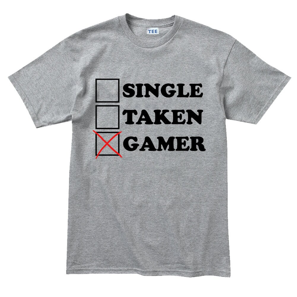 Mens Single Taken Gamer Funny Gaming T shirt Tee Top T-shirt