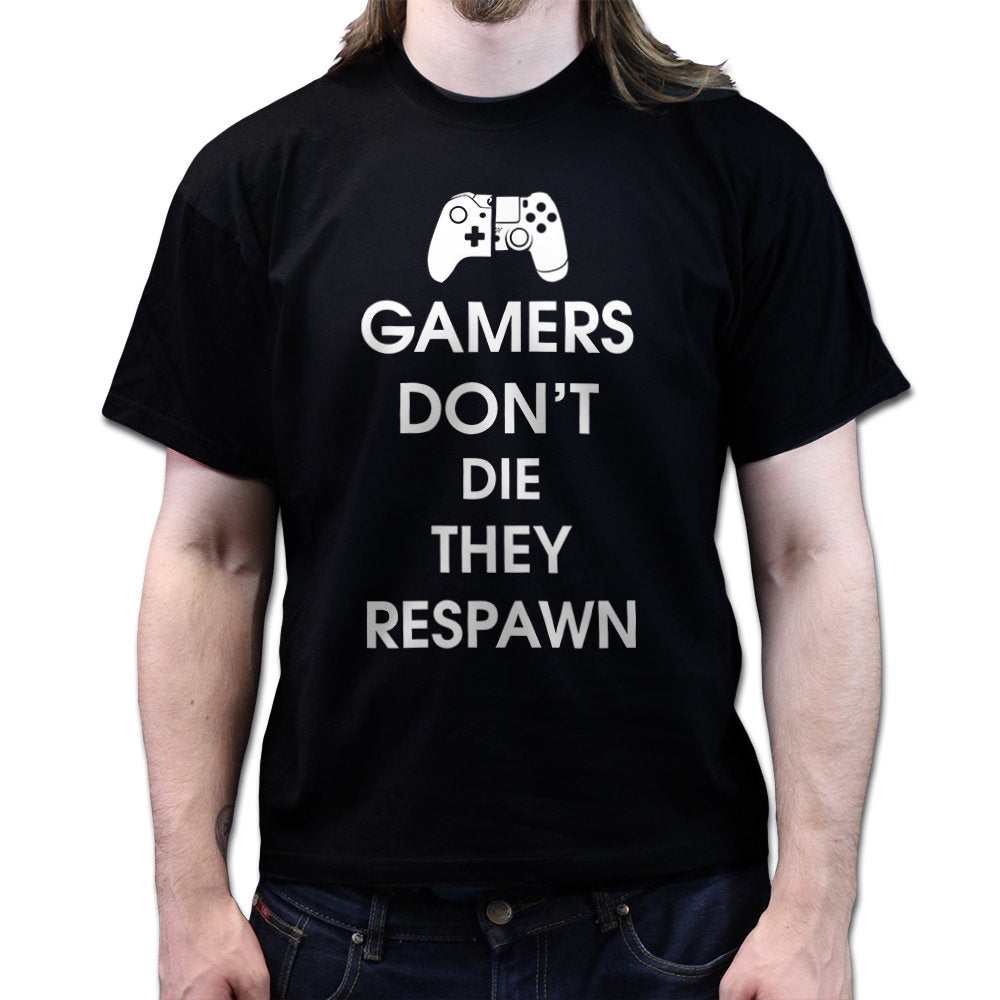 Mens Gamers Don't Die They Respawn Funny Gaming T shirt Tee Top T-shirt