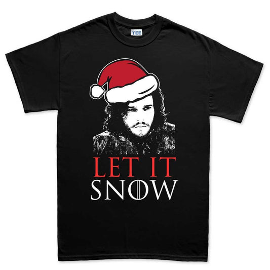 Mens Let It Jon Snow GoT Xmas Santa Christmas Party Gift Mens T shirt Tee Top T-shirt