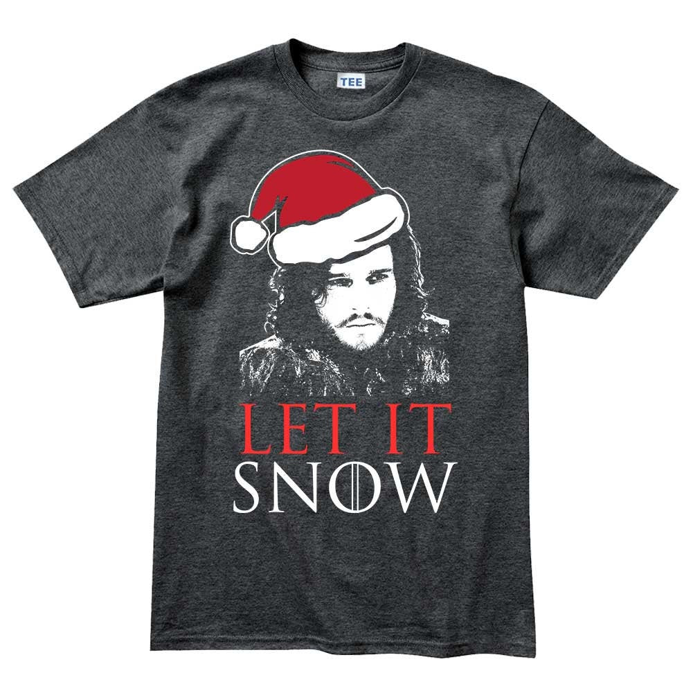 Mens Let It Jon Snow GoT Xmas Santa Christmas Party Gift Mens T shirt Tee Top T-shirt