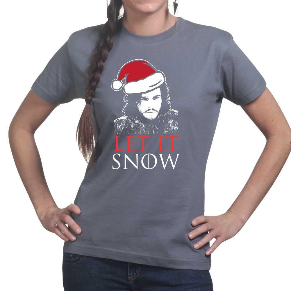 Ladies Let It Jon Snow GoT Xmas Santa Christmas Party Gift T shirt Tee Top T-shirt