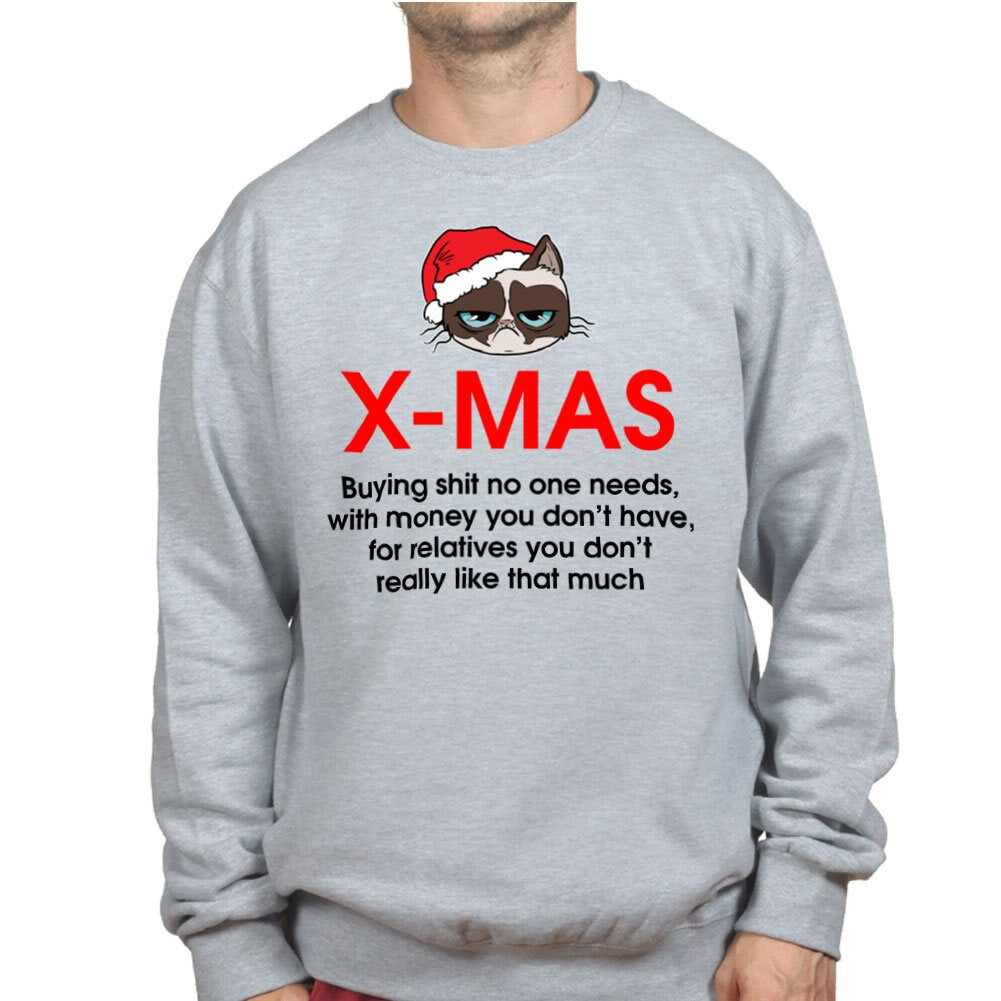 Grumpy Christmas Cat Xmas Gifts Funny Gift Sweatshirt