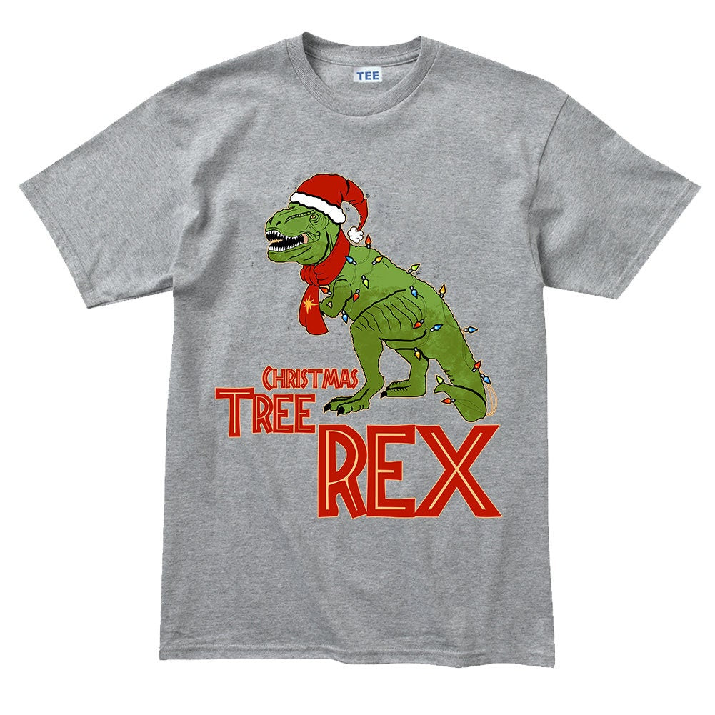 Mens Tree T Rex Christmas Decorations Dinosaur Gift Present Santa T shirt Tee Top T-shirt