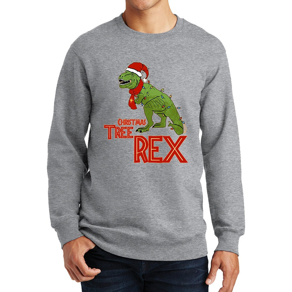 Tree T Rex Christmas Decorations Dinosaur Gift Present Santa Sweatshirt