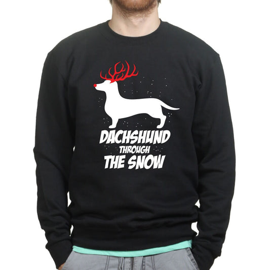 Dancing Dachshund Through The Snow Dog Funny Christmas Joke Sweatshirt