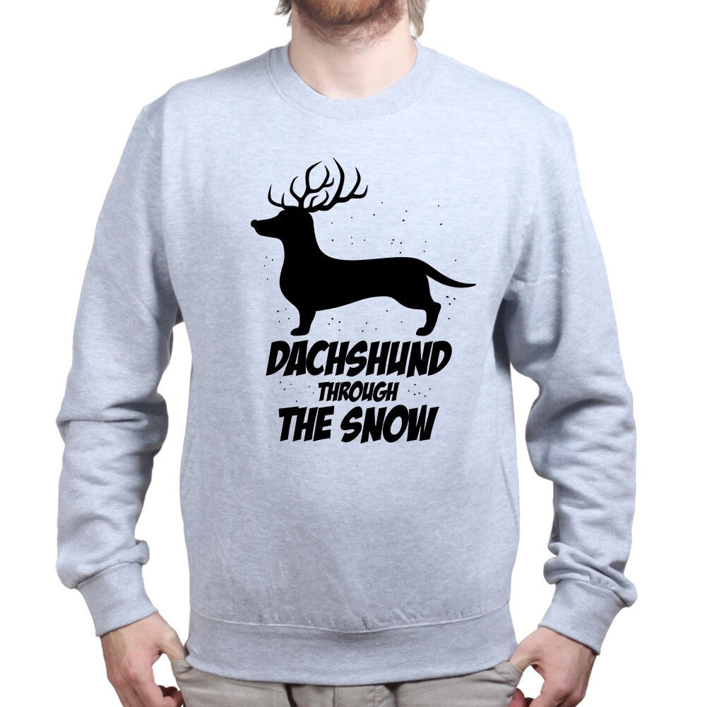 Dancing Dachshund Through The Snow Dog Funny Christmas Joke Sweatshirt