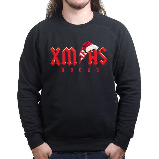 Xmas Rocks Heavy Metal Music Christmas Party Gift Funny Santa Sweatshirt