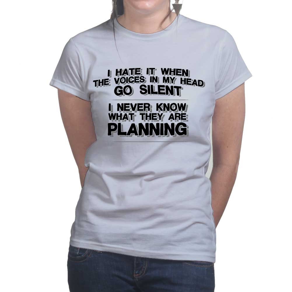 Ladies Voices In My Head Go Silent Funny Mental Health Parody T shirt Tee Top T-shirt