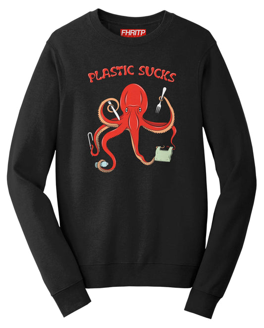 Plastic Sucks Octopus Environmental Marine Protection Recycling Protest Sweatshirt