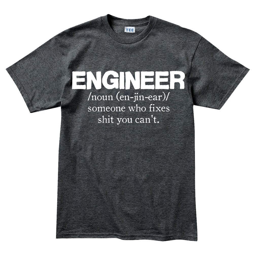 Mens Engineer Engineering Definition Lathe Who Fixes Funny T shirt Tee Top T-shirt