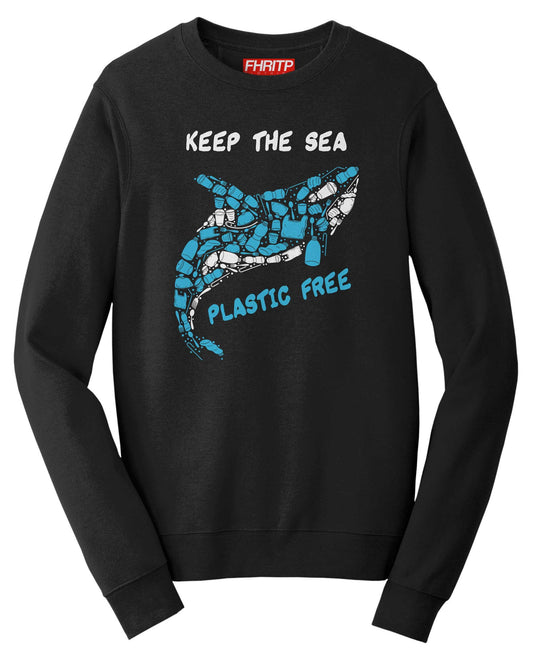 Keep the Sea Plastic Free Killer Whale Mosaic Hand Drawn Sweatshirt