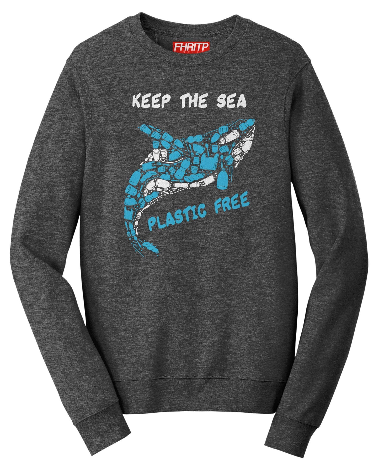 Keep the Sea Plastic Free Killer Whale Mosaic Hand Drawn Sweatshirt