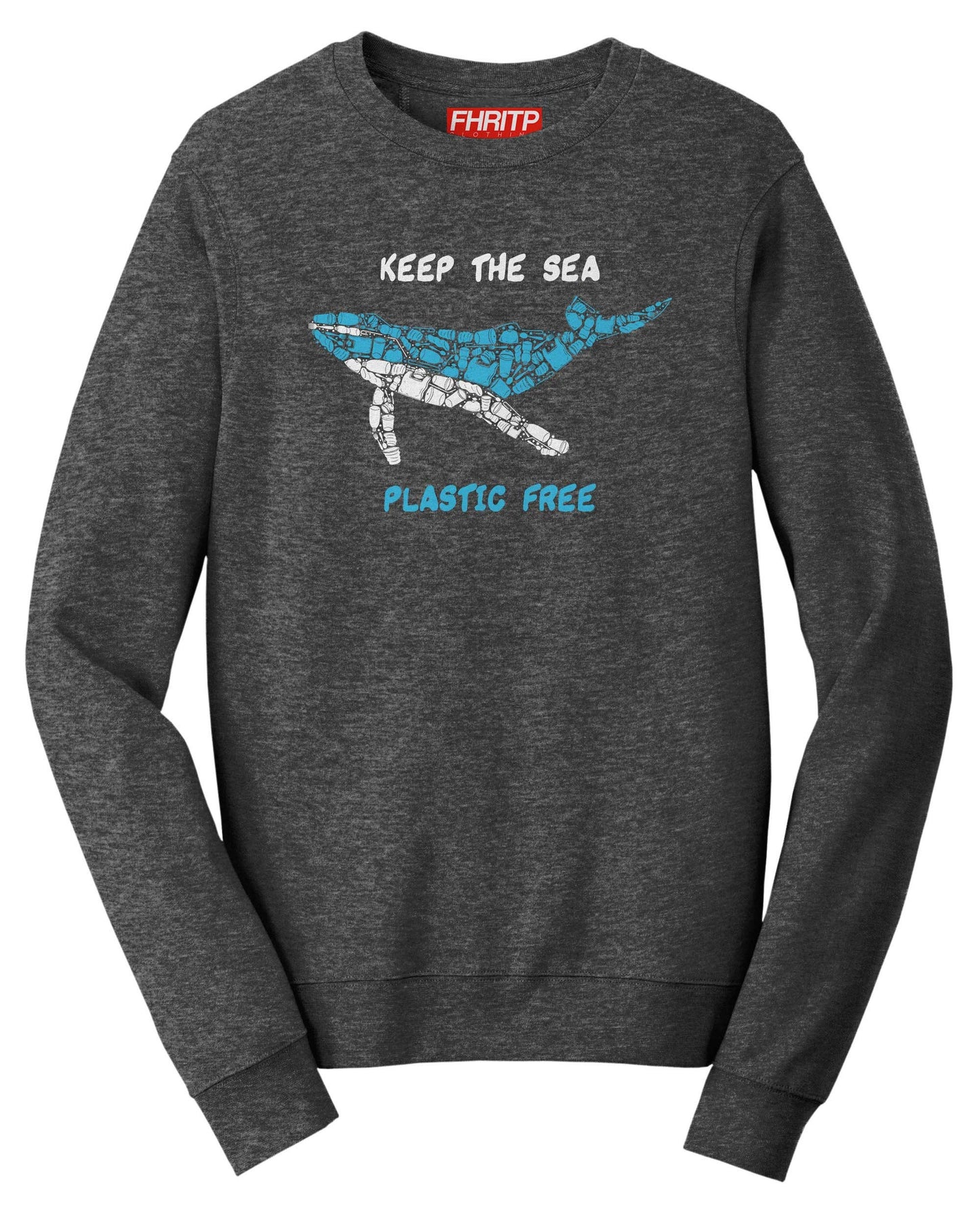 Whale Plastic Mosaic Marine Pollution Protest Hand Drawn Sweatshirt