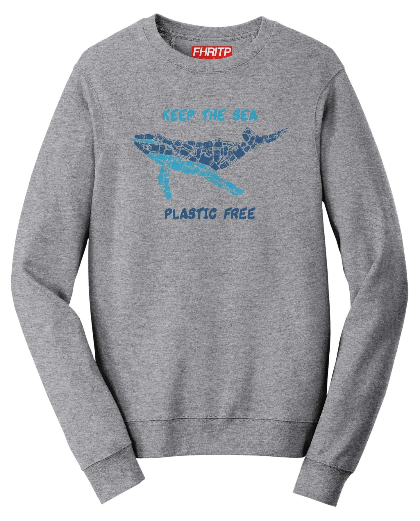 Whale Plastic Mosaic Marine Pollution Protest Hand Drawn Sweatshirt