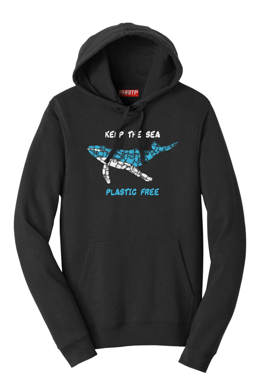 Whale Plastic Mosaic Marine Pollution Protest Hand Drawn Hoodie